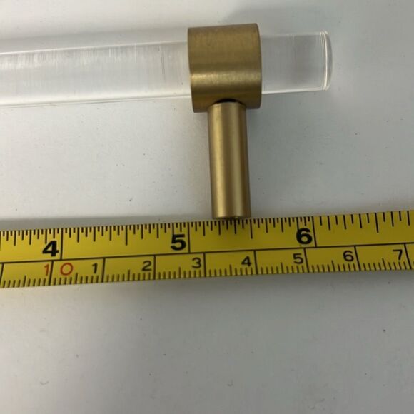 Anthropologie Gold and Acrylic Handle Cabinet Drawer Pull - Picture 5 of 7